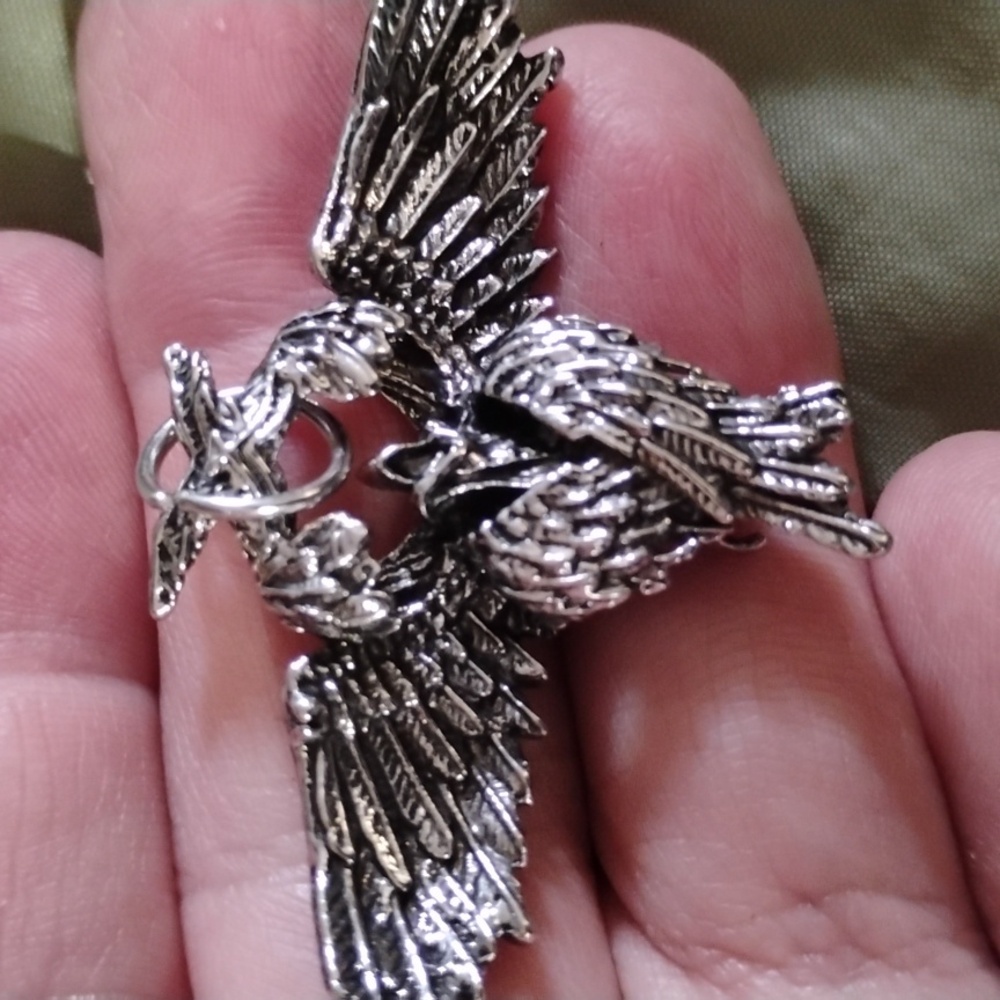 Steel Seraphim Angel Necklace